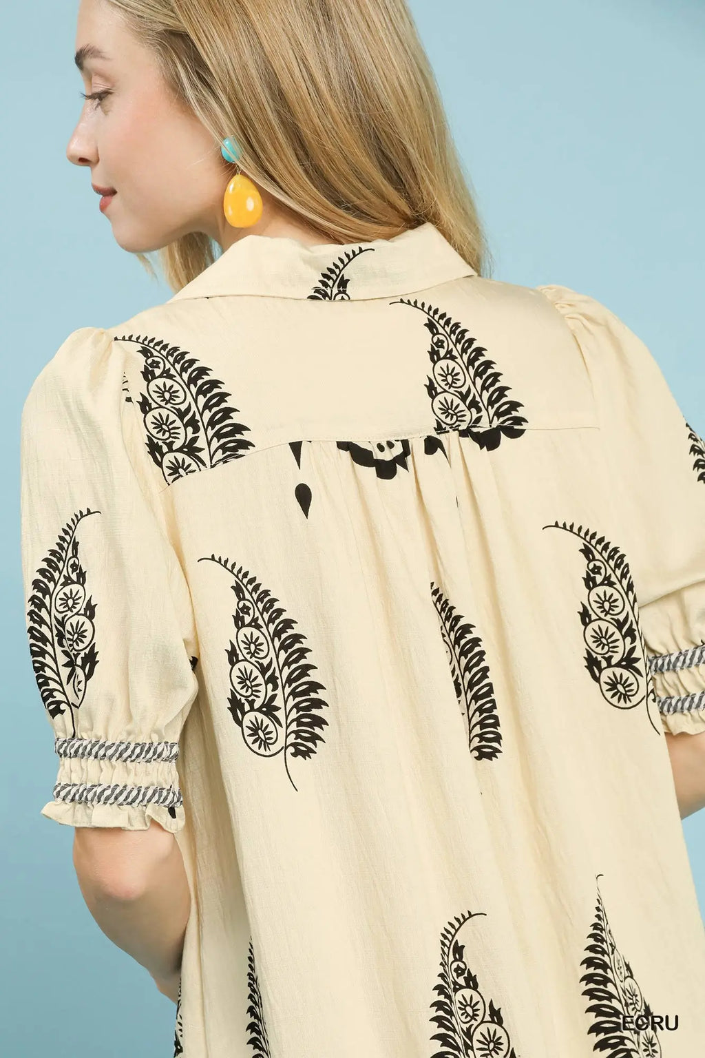 Cream Paisley Collared Maxi Dress
