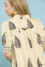 Cream Paisley Collared Maxi Dress