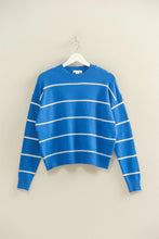 Load image into Gallery viewer, Blue Striped Crew Neck Sweater
