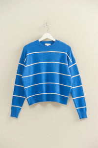 Blue Striped Crew Neck Sweater