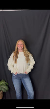 Load image into Gallery viewer, Cream Ribbed Cropped Waffle Top
