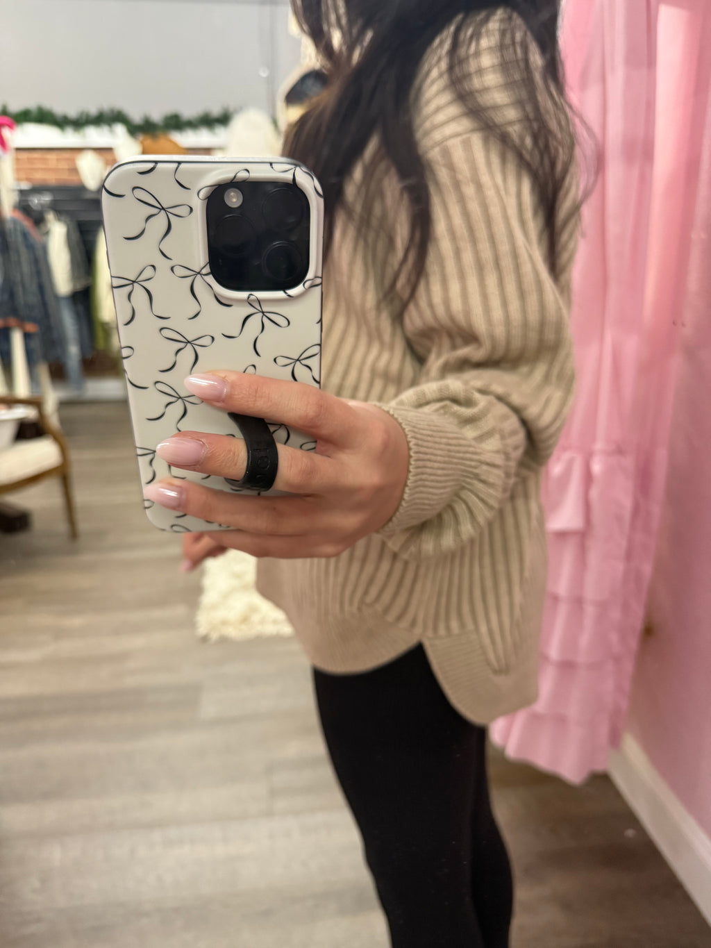 Mocha Curved Hem Top