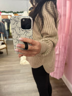 Mocha Curved Hem Top
