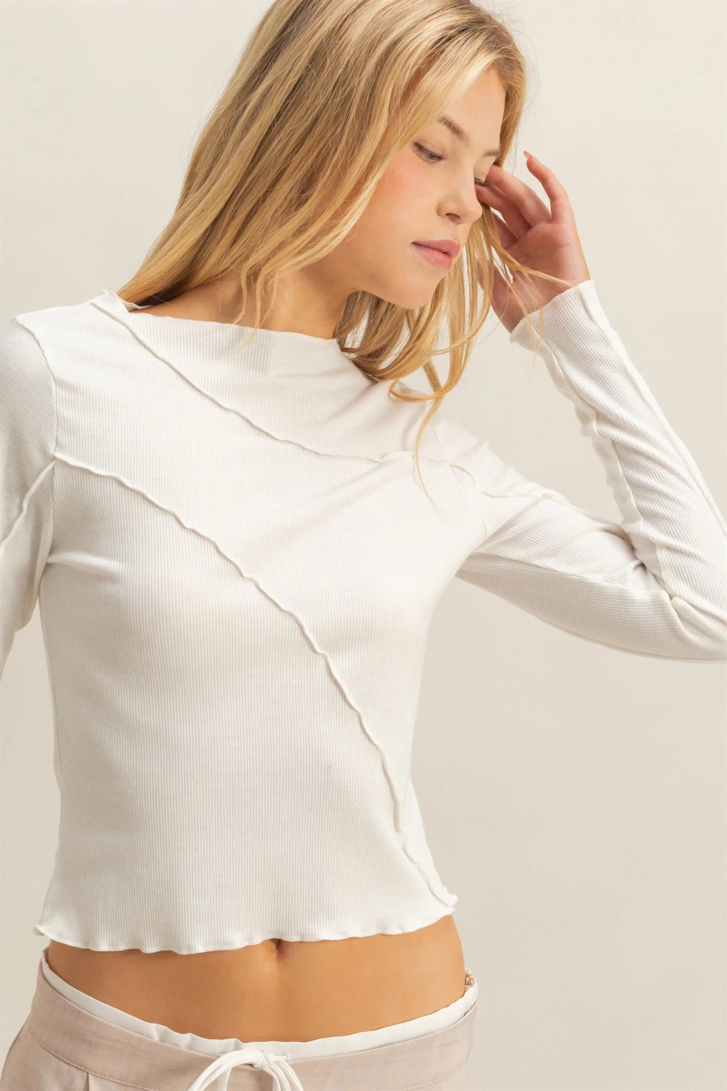 Off White Asymmetrical Fitted Top
