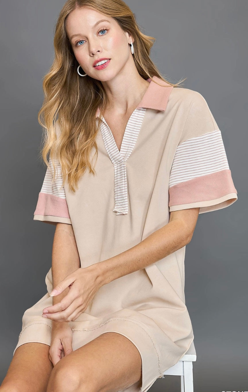 Stone Striped Collared Dress