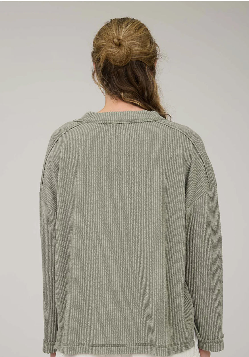 Light Olive Ribbed Knit Top