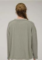 Light Olive Ribbed Knit Top
