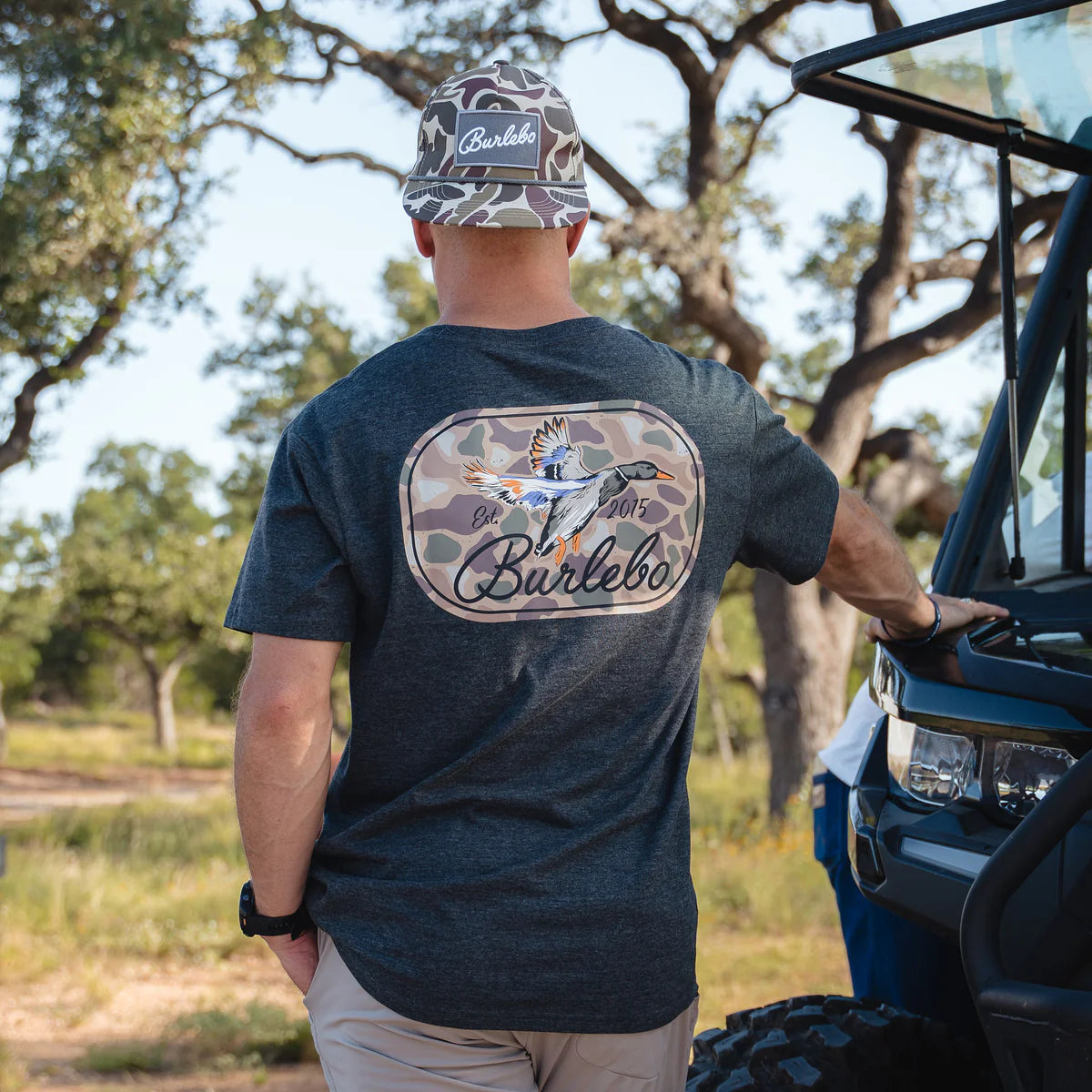 Ducks Flying Heather  Black Tee