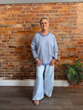 Blue Stripe Henley Sweater Pullover