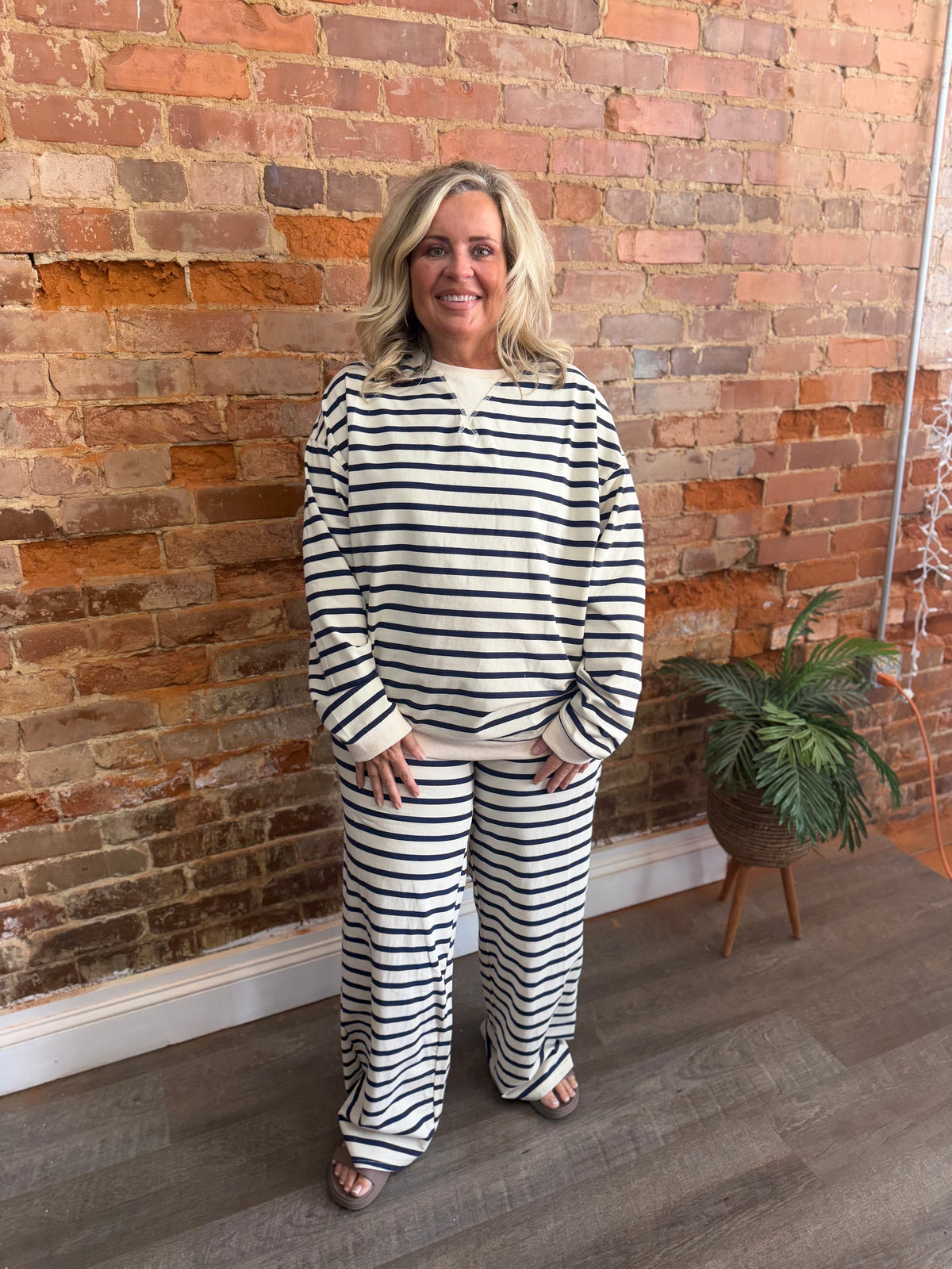 Navy Horizontal Striped Set
