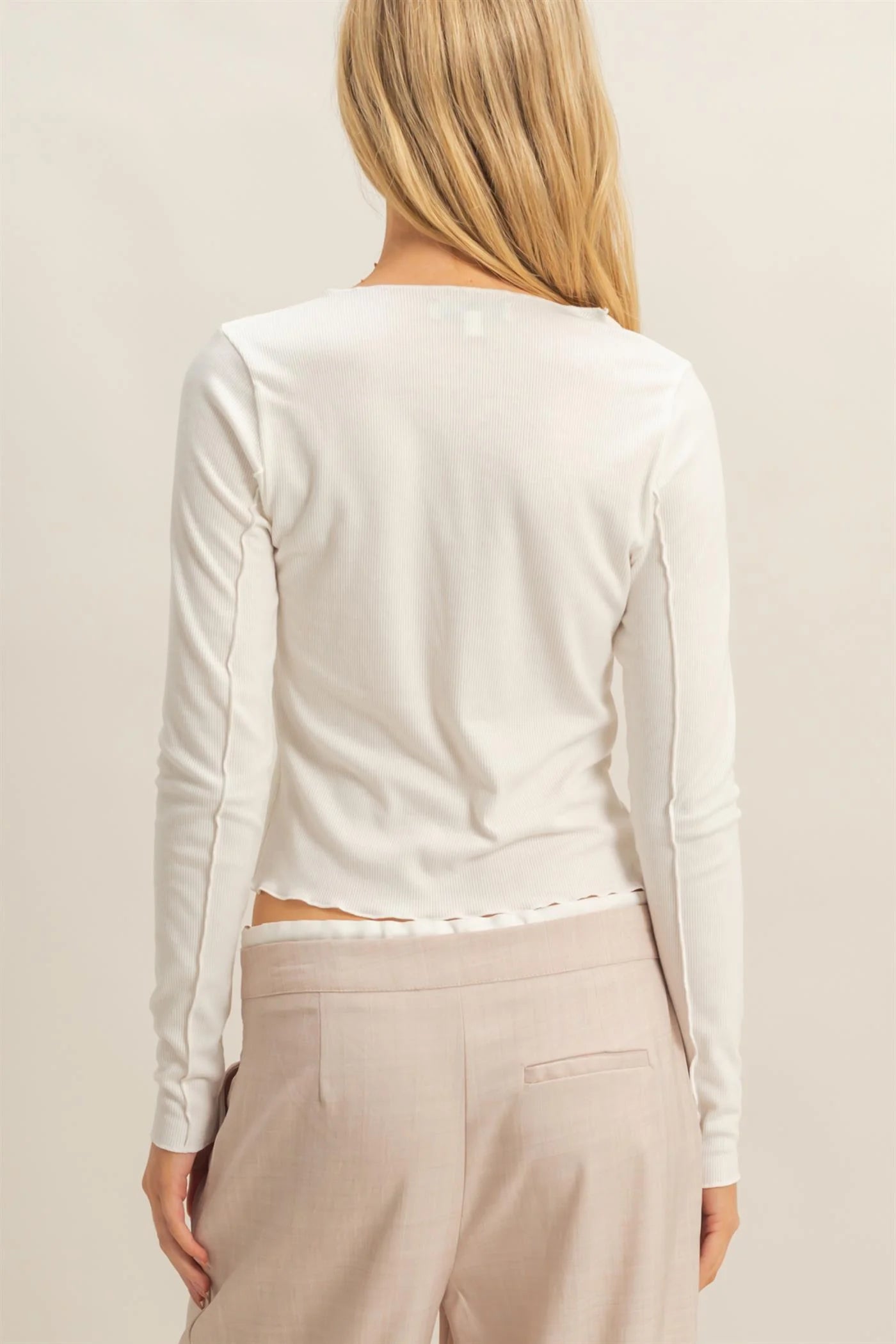 Off White Asymmetrical Fitted Top