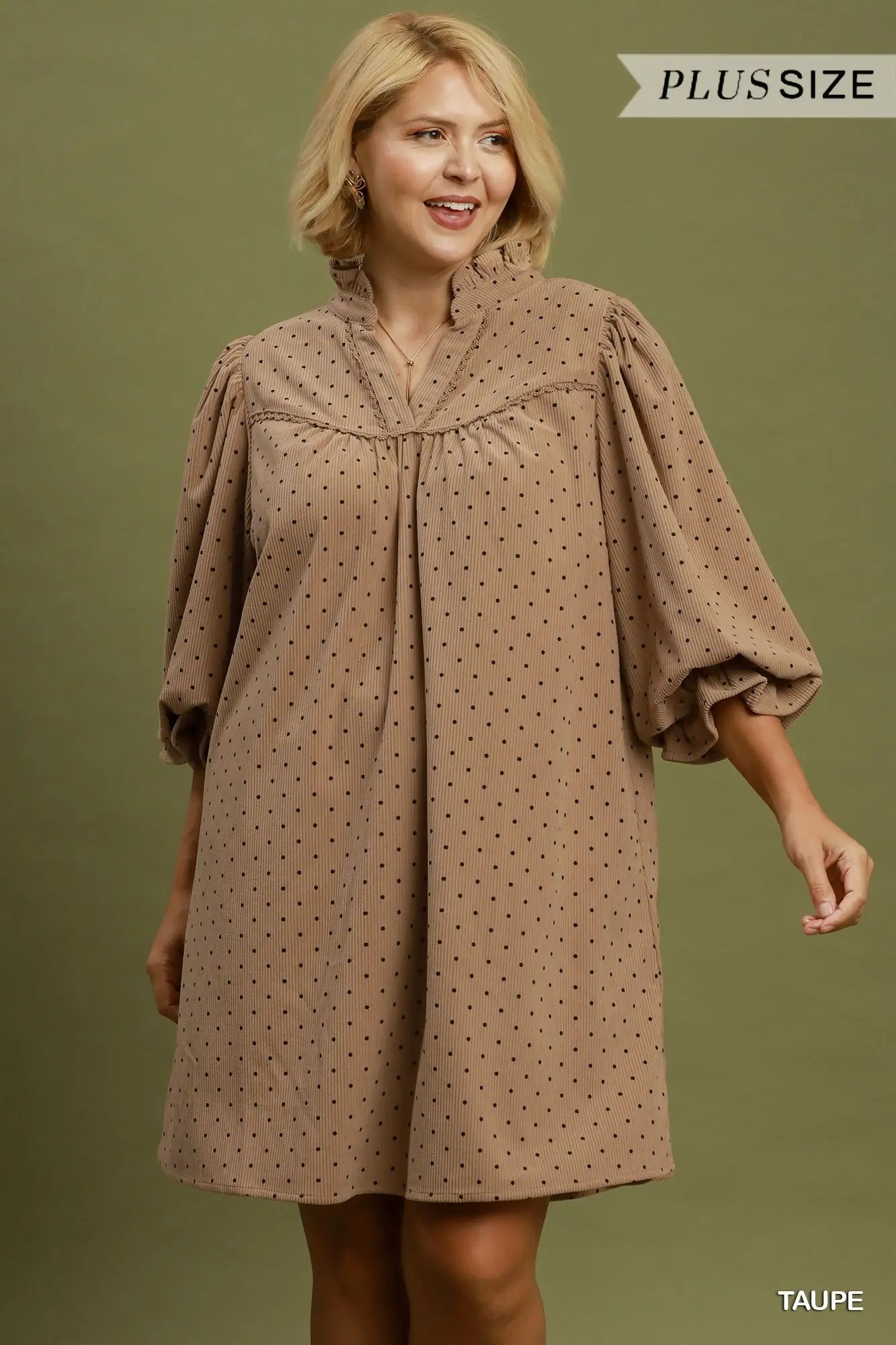 Curvy Taupe Corduroy Dress