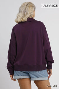 Curvy Plum Collared Pullover