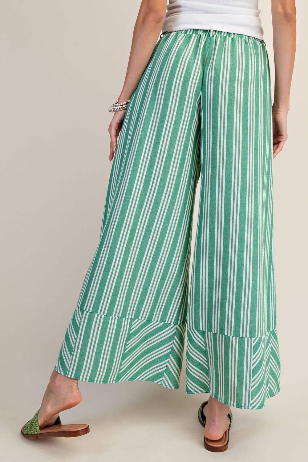 Green Striped Palazzo Pants
