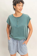 Dark Teal Henley Top