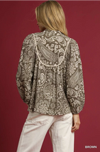 Load image into Gallery viewer, Brown Abstract Print Textured Fabric Top
