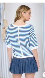 Blue Stripe Knit Sweater