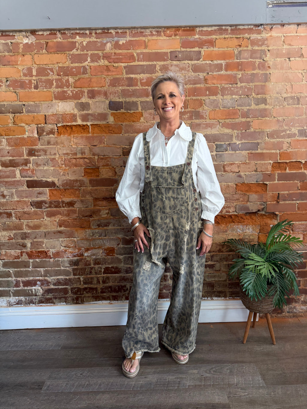 Leopard Print Denim Overalls