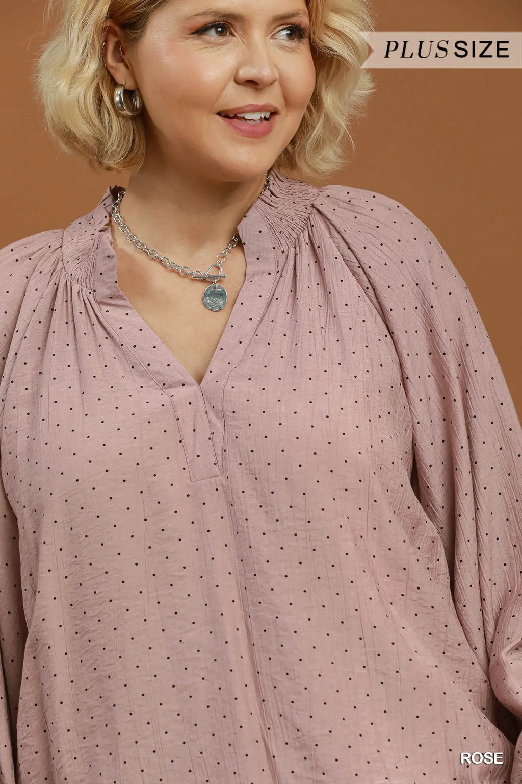 Curvy Rose Polka Dot Top