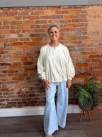 Ecru Crochet Knit Pullover