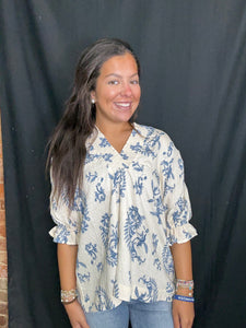 Blue Mix Print Top