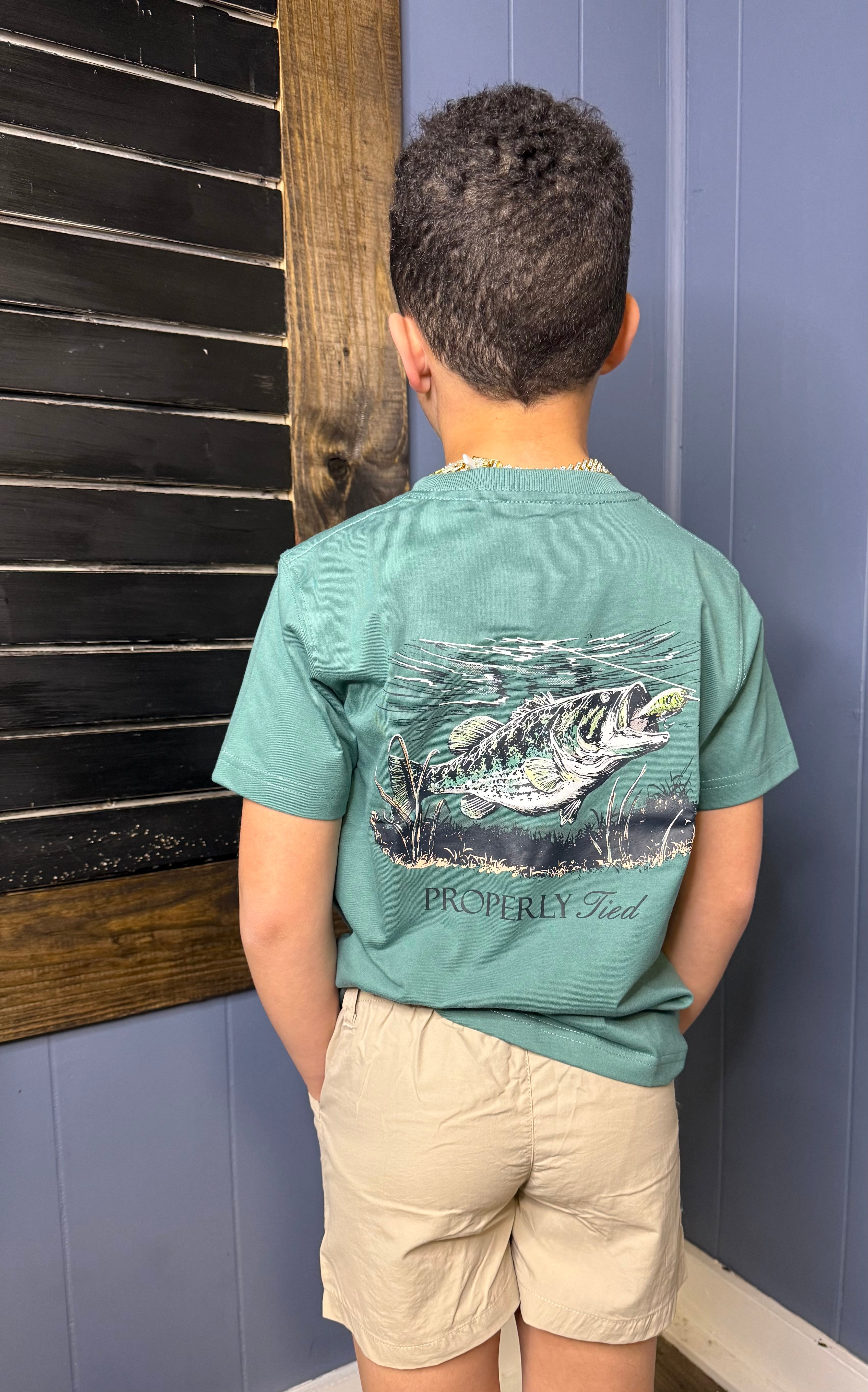 SET THE HOOK SHORT SLEEVE TEE- MARINE GREEN