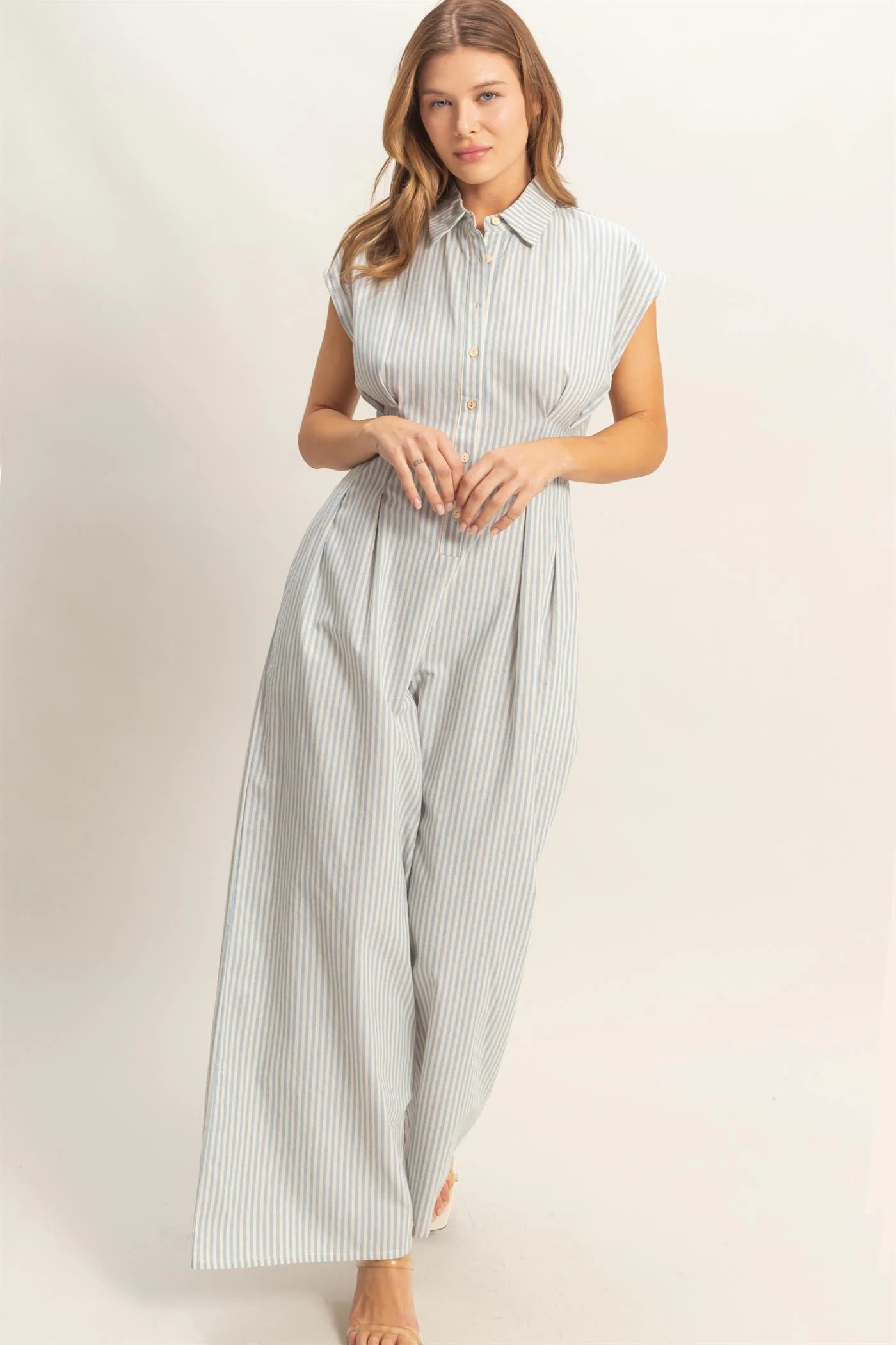 Blue Striped Jumpsuit