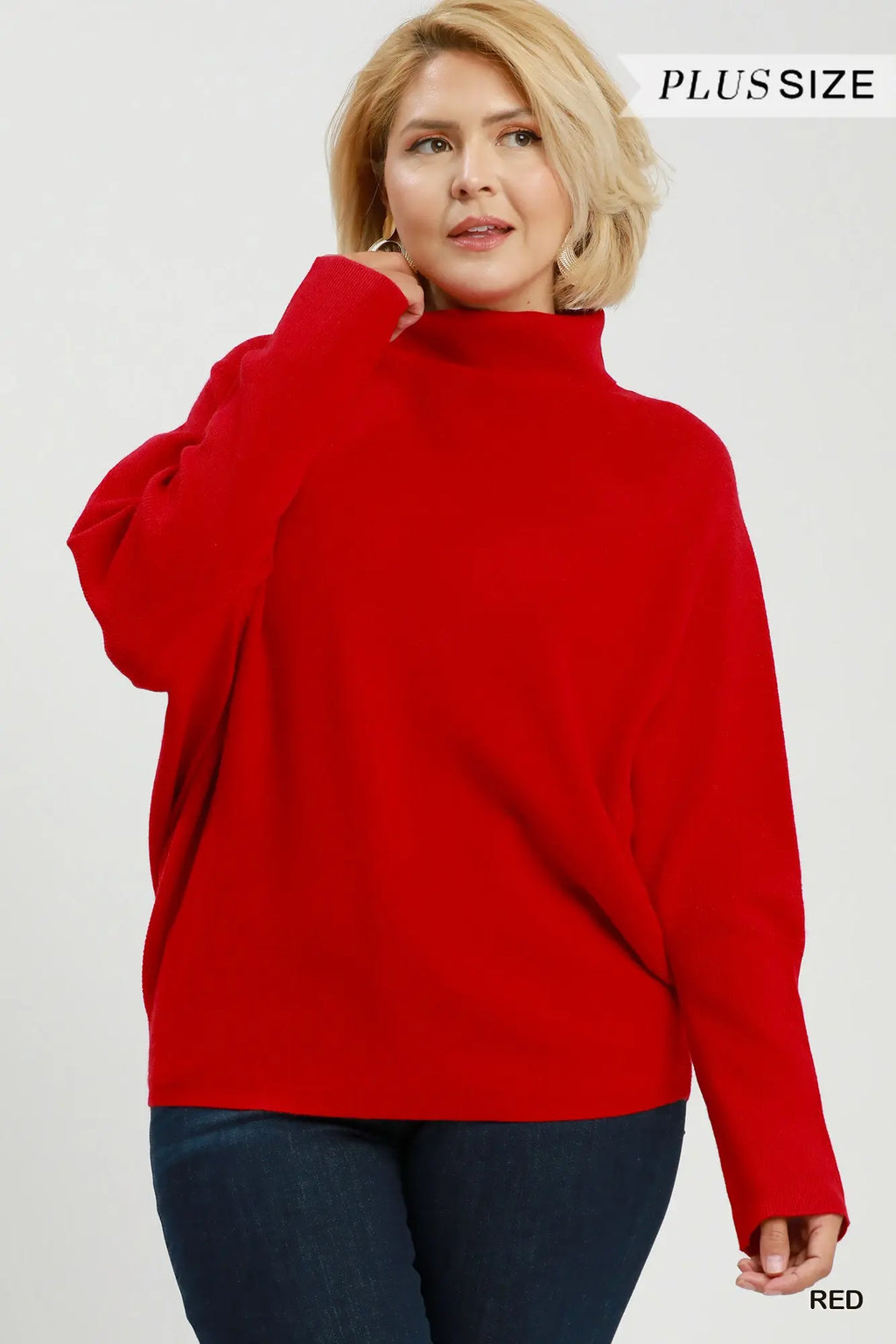 Curvy Red Dolman Sleeve Top