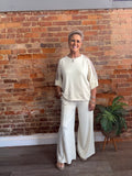 Cream Luxe Knit Pant Set