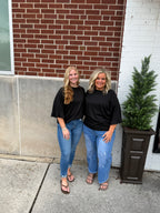 Black Ruffle Tier Sleeve Top