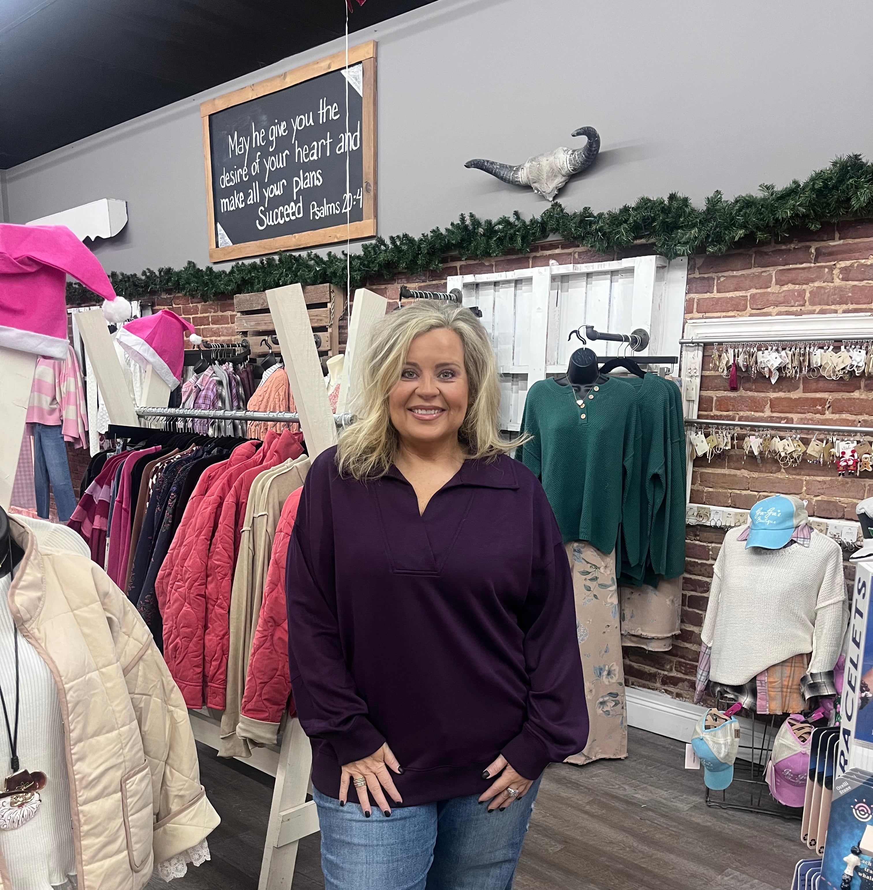Curvy Plum Collared Pullover