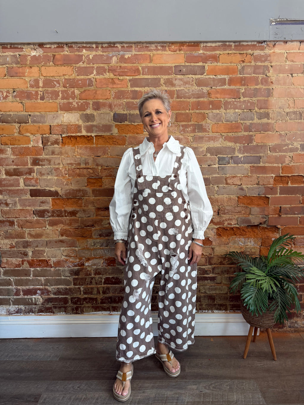 Mocha Polka Dot Overalls