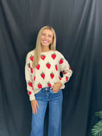 Ivory Strawberry Print Sweater
