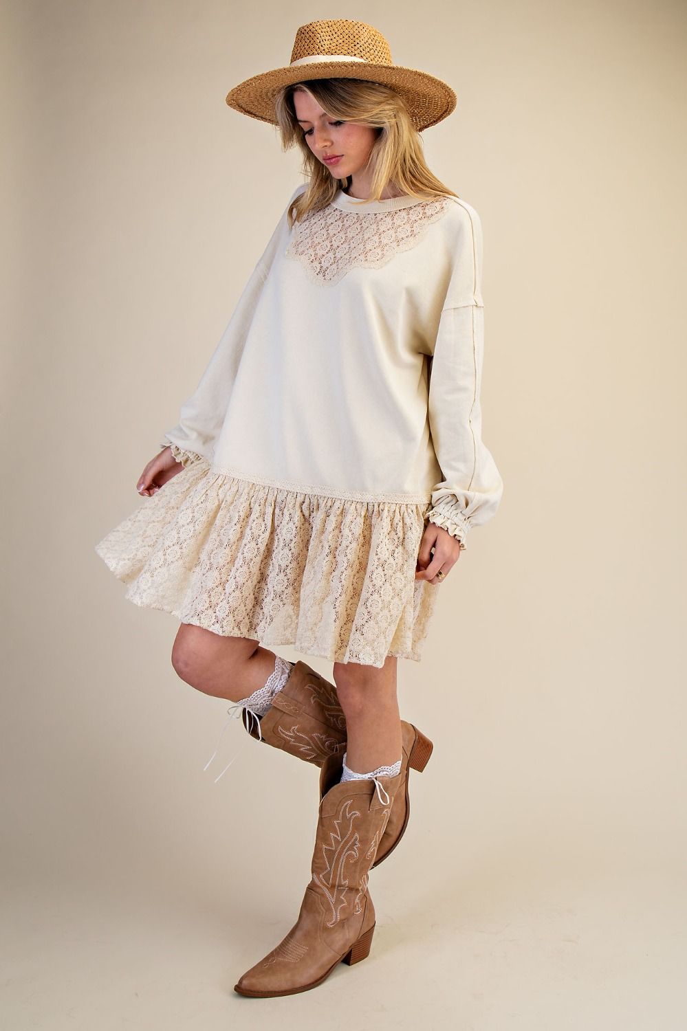 Ivory Lace Bottom Tunic