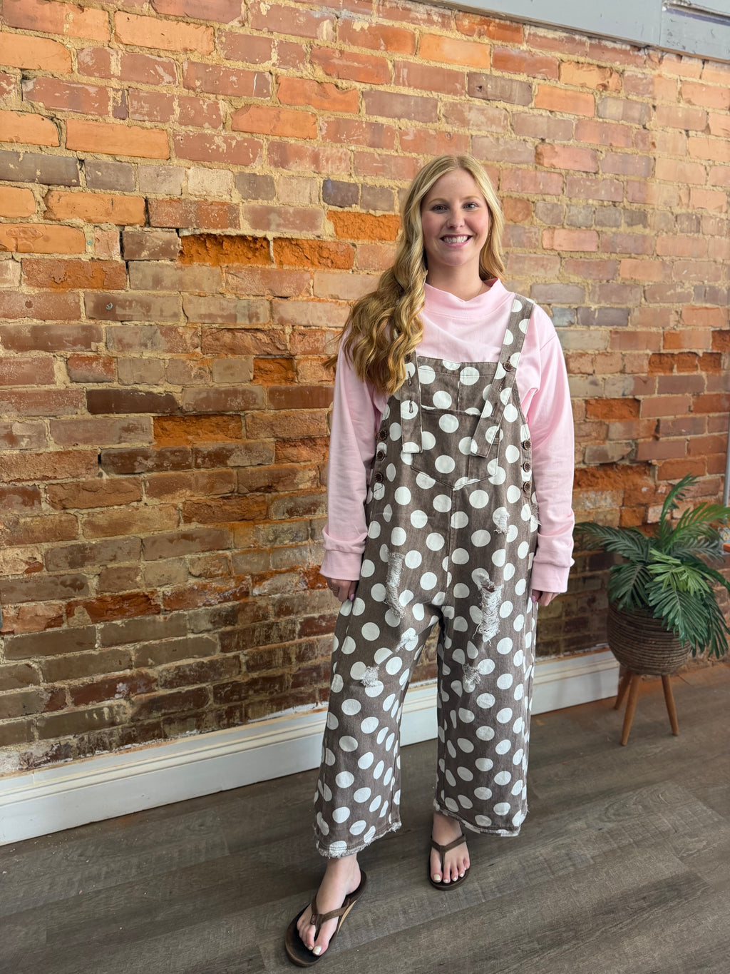Mocha Polka Dot Overalls