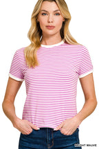 Bright Mauve Striped Baby Tee