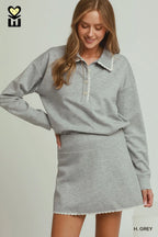 Heather Grey Crochet Accent Skort Set