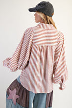 Load image into Gallery viewer, Red Bean Striped Button Down
