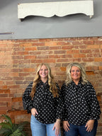 Black VNeck Polka Dot Blouse