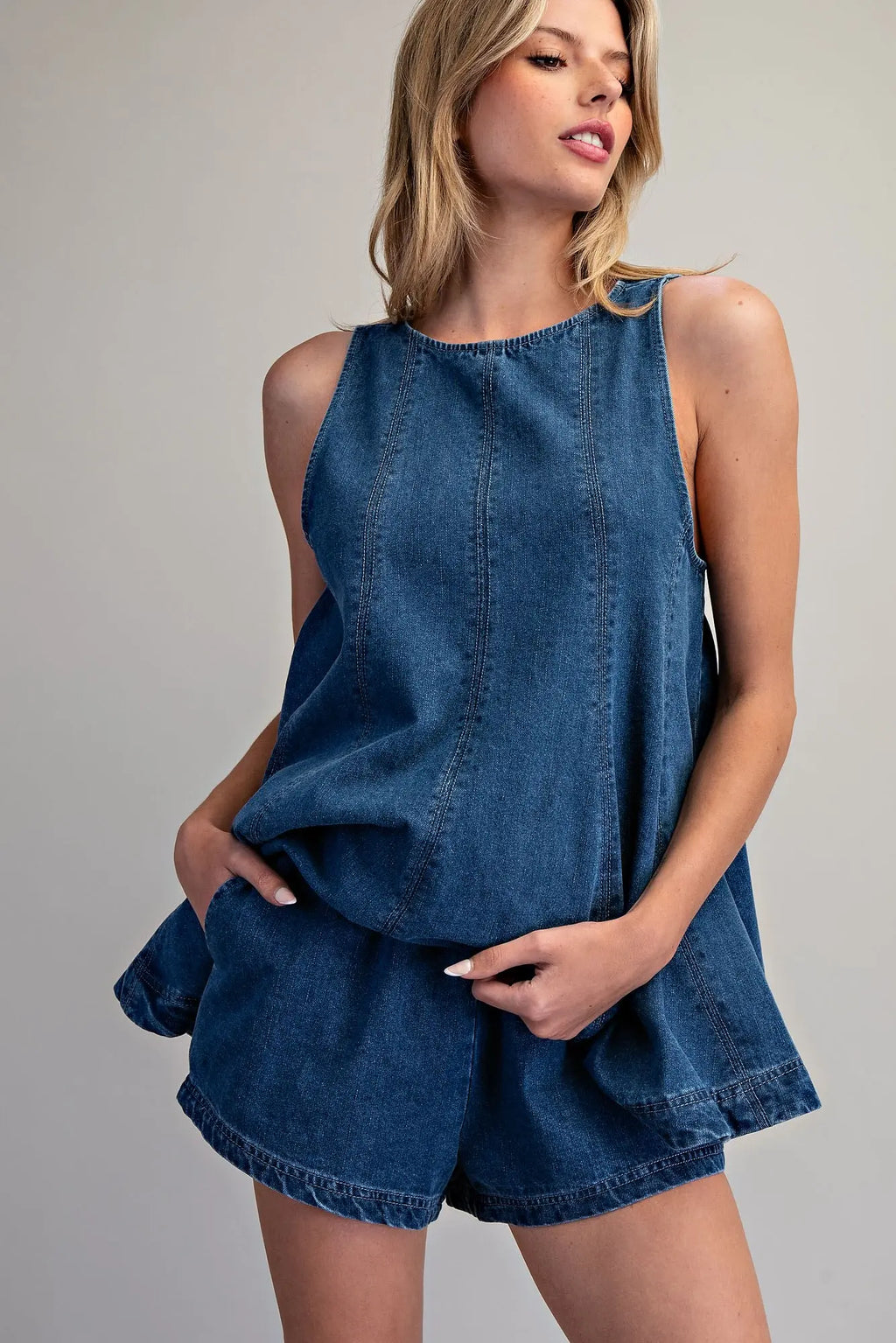 Dark Denim Sleeveless Set