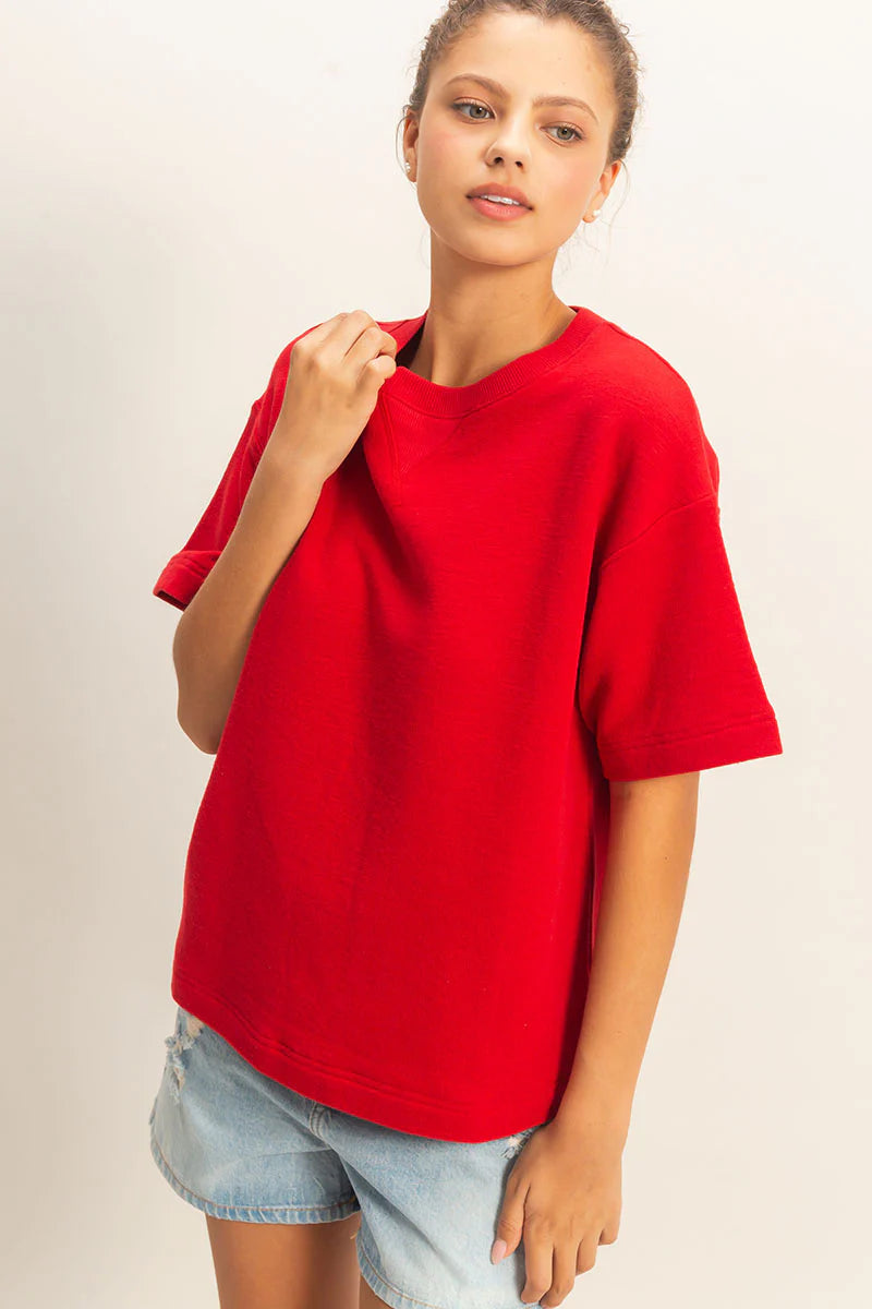 Red Boxy Fit Top