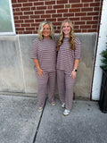 Mauve/Brown Striped Set