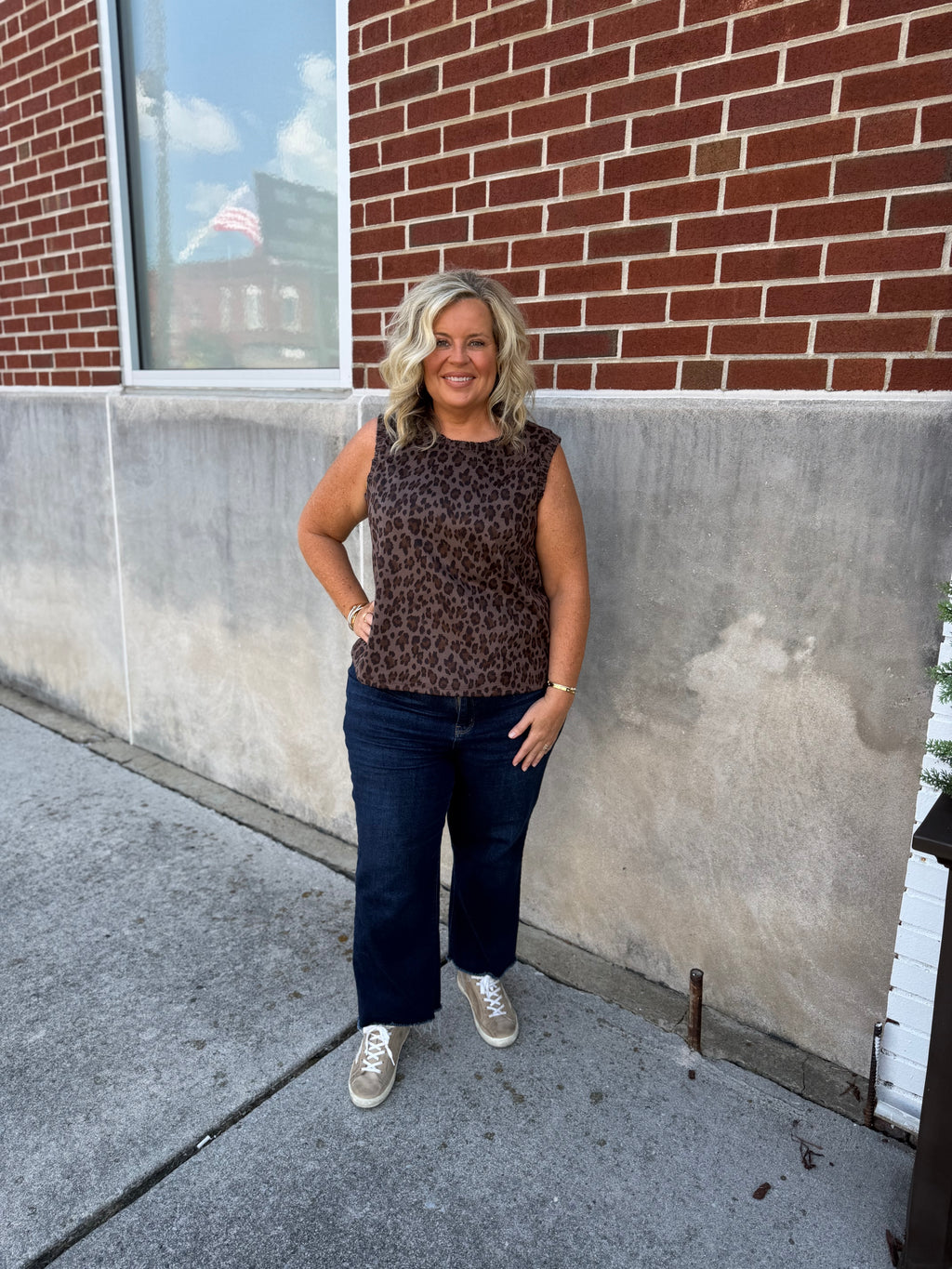 Leopard Faux Suede Tank Top