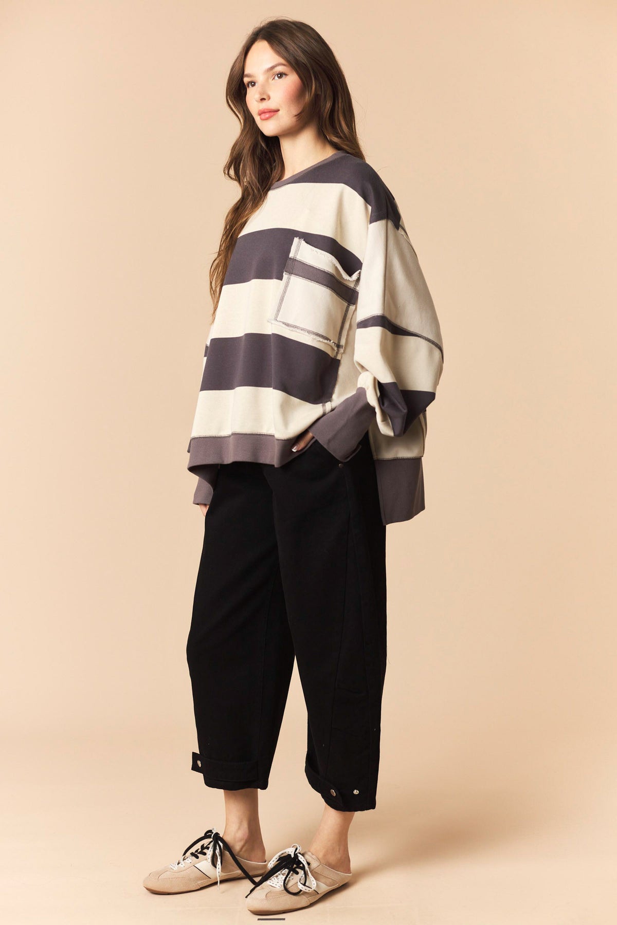 Charcoal/Ivory Oversized Sweatshirt