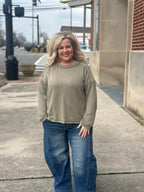 Light Olive Ribbed Knit Top
