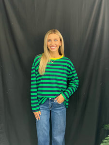 Navy & Green top
