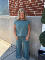 Dark Teal Henley Top