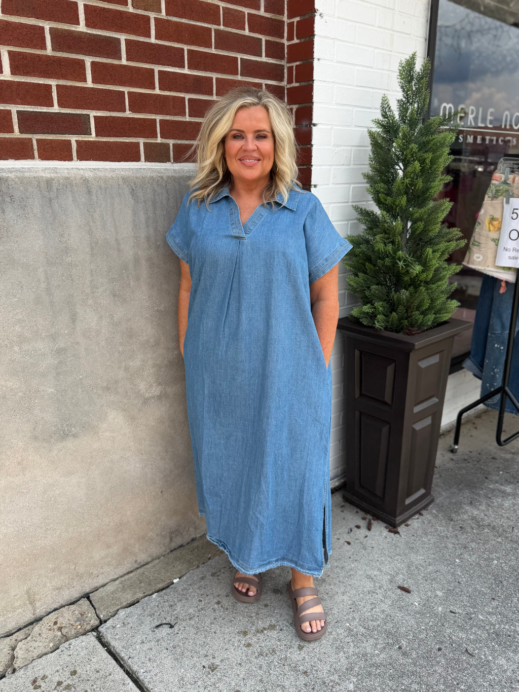 Curvy Stoned Washed Midi Dress