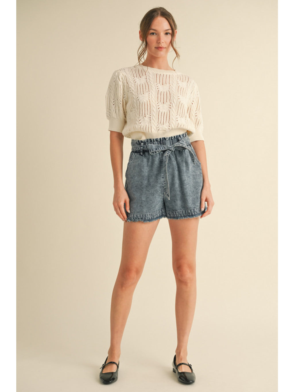 Denim Belted Shorts