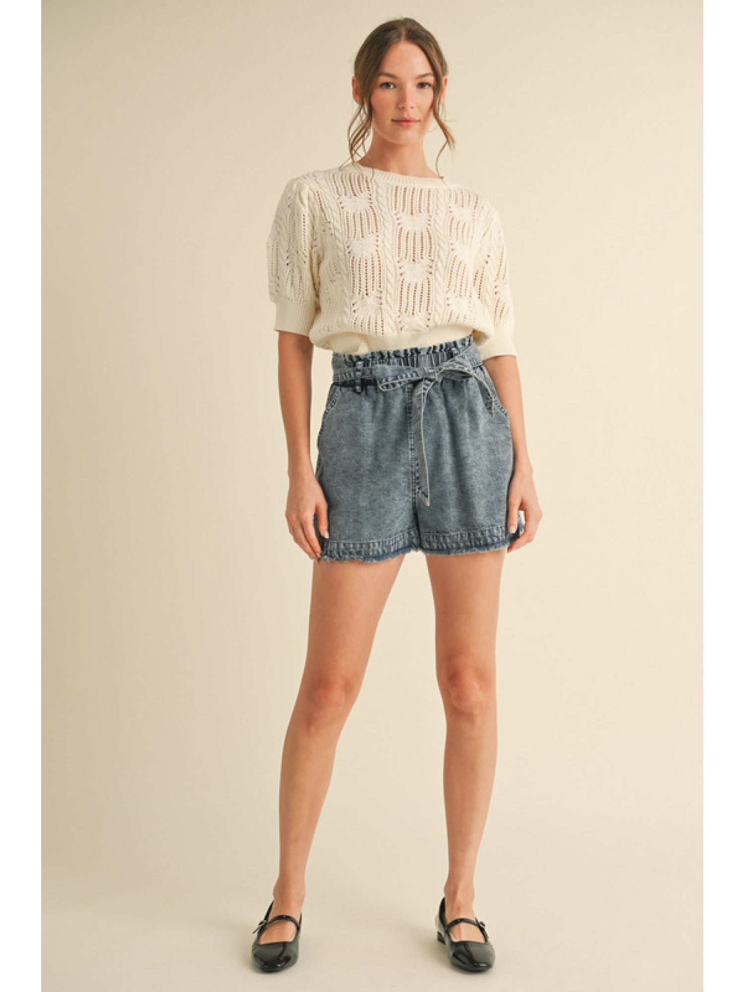 Denim Belted Shorts